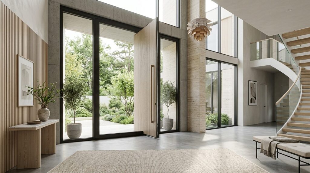 Luxury residential entrance hall with bespoke oversized faca