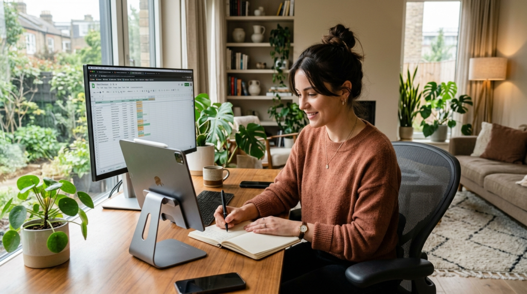 Lifestyle shot of a young professional woman working at a mo
